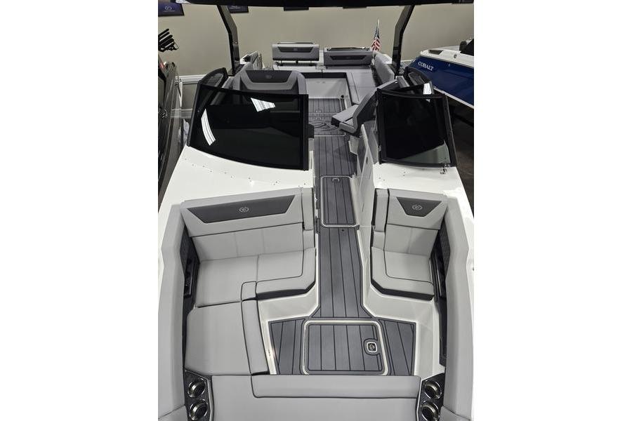 2026 Cobalt R31 boat interior with sleek seating and modern design.