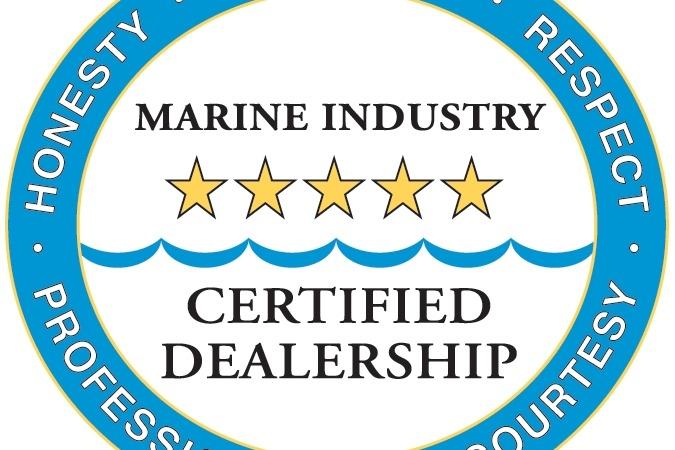 Marine Industry Certified Dealership logo with five stars, emphasizing honesty and professionalism.