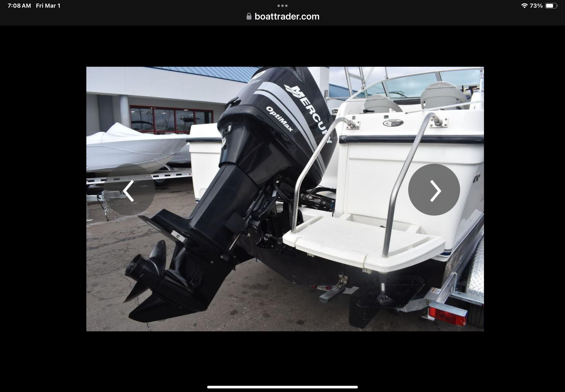 2008 Trophy 22 WA boat with Mercury outboard motor.