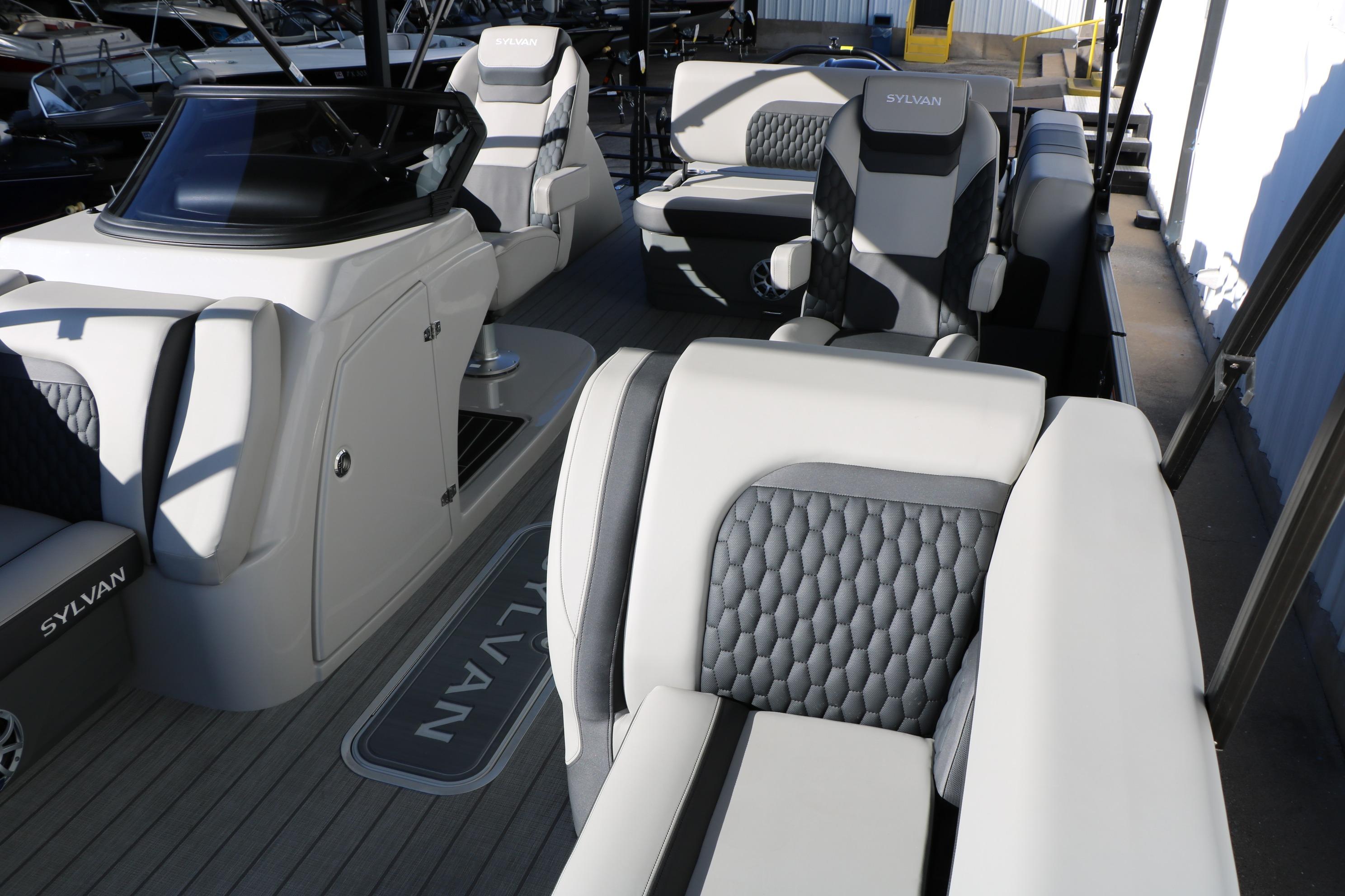 2026 Sylvan L3 CLZ DH boat interior with modern seating and sleek design.