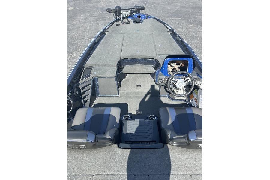 2020 Skeeter FXR21 boat interior with steering wheel and seating.