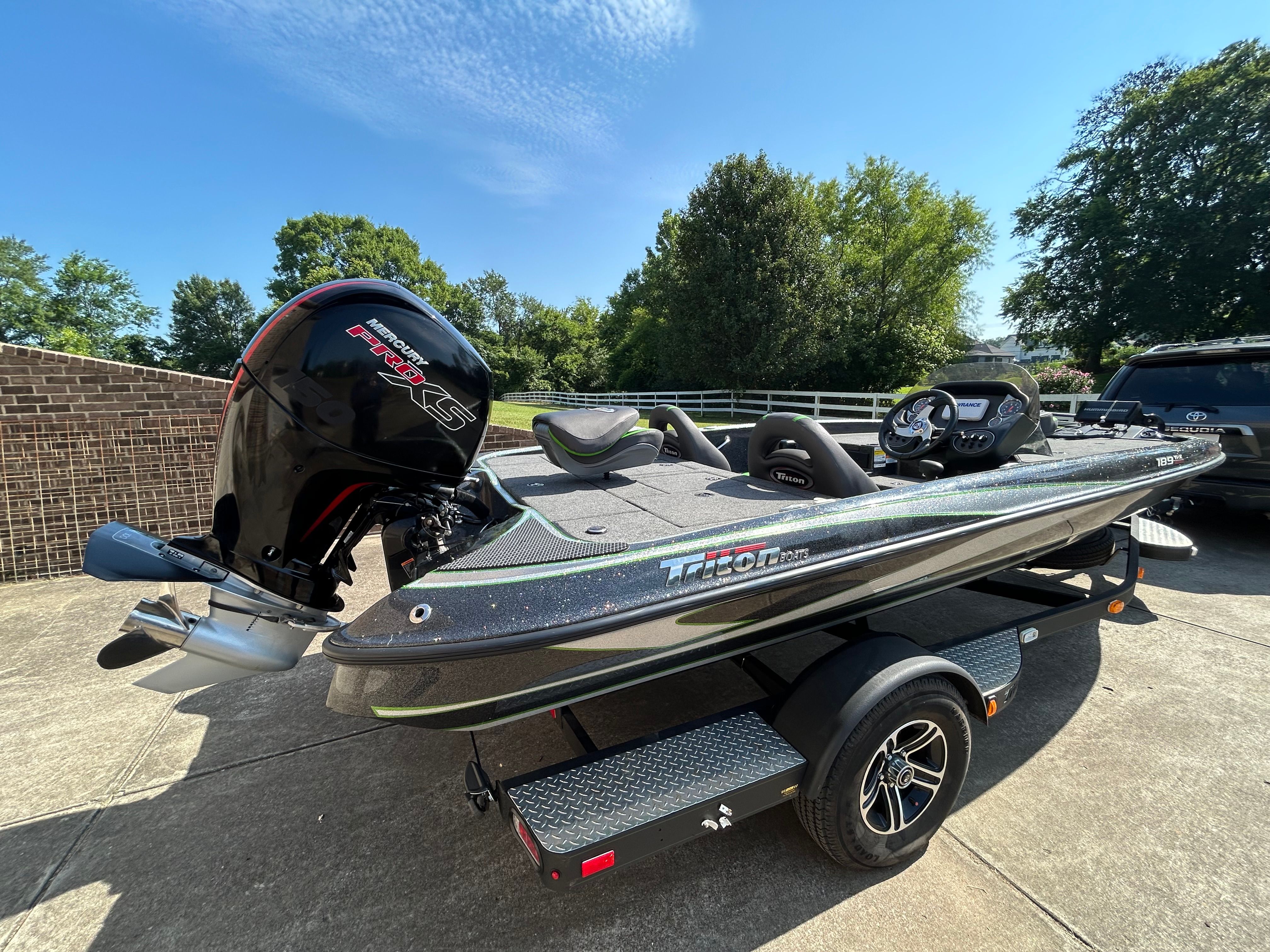 2020 Trident 189 TRX on a trailer, ready for the water.
