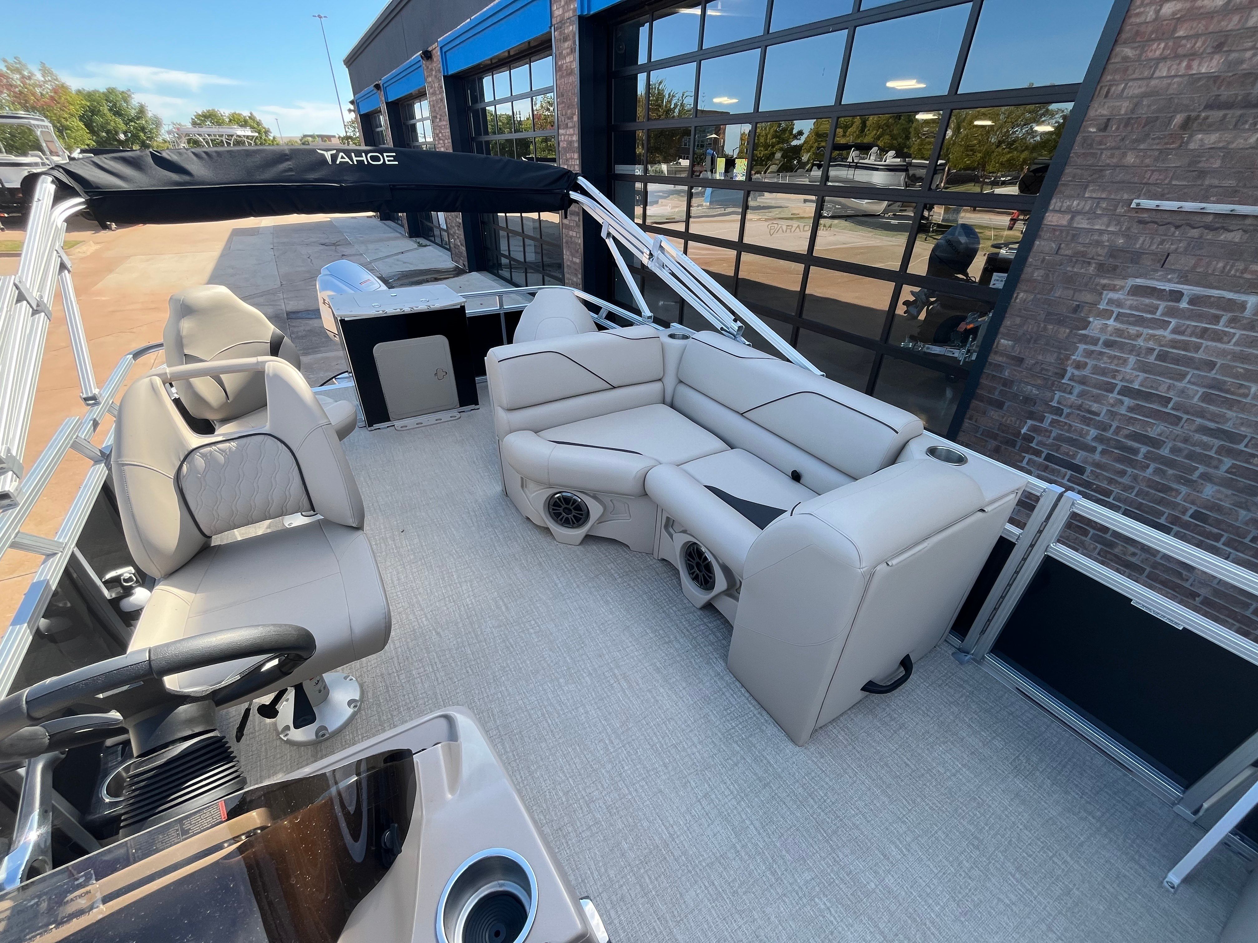 Interior of Tahoe 1925 Sport Rear Fish boat, 2026 model.