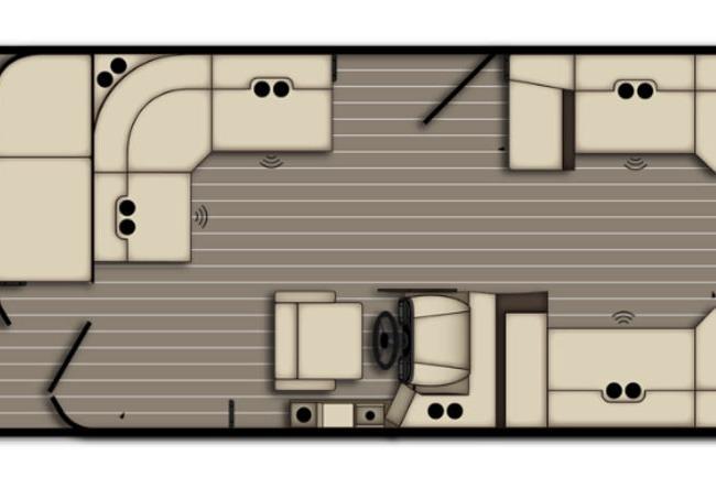 Floor plan of 2026 Bentley Pontoons Legacy 223 Cruise, featuring spacious seating and helm area.