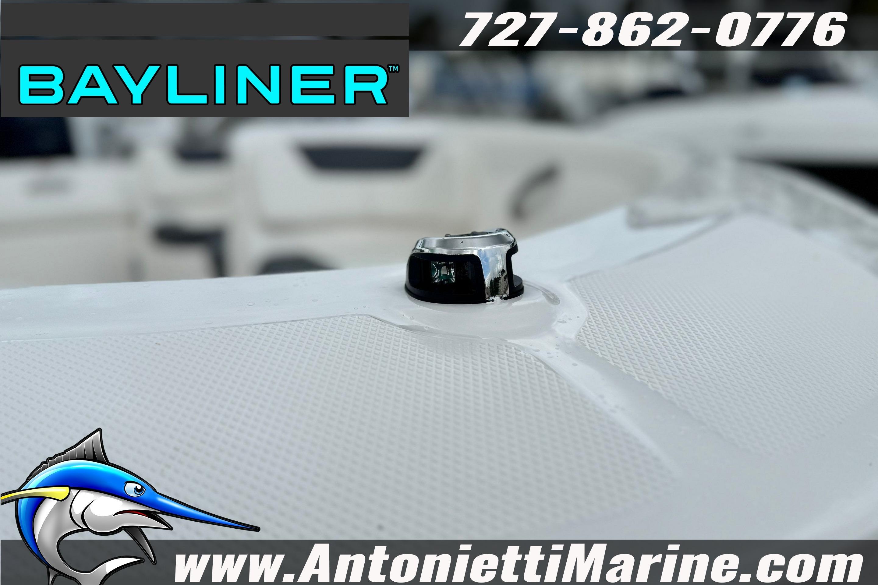 2026 Bayliner Element E16 boat detail with logo and contact information.