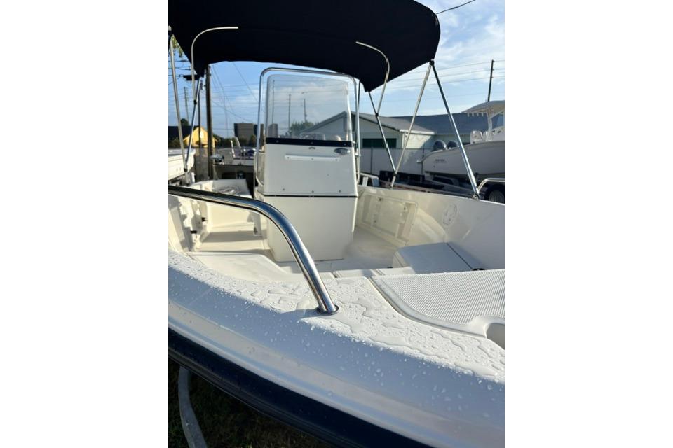 2005 Hydra-Sports Lightning 180 CC boat with canopy, wet deck, and steering console.