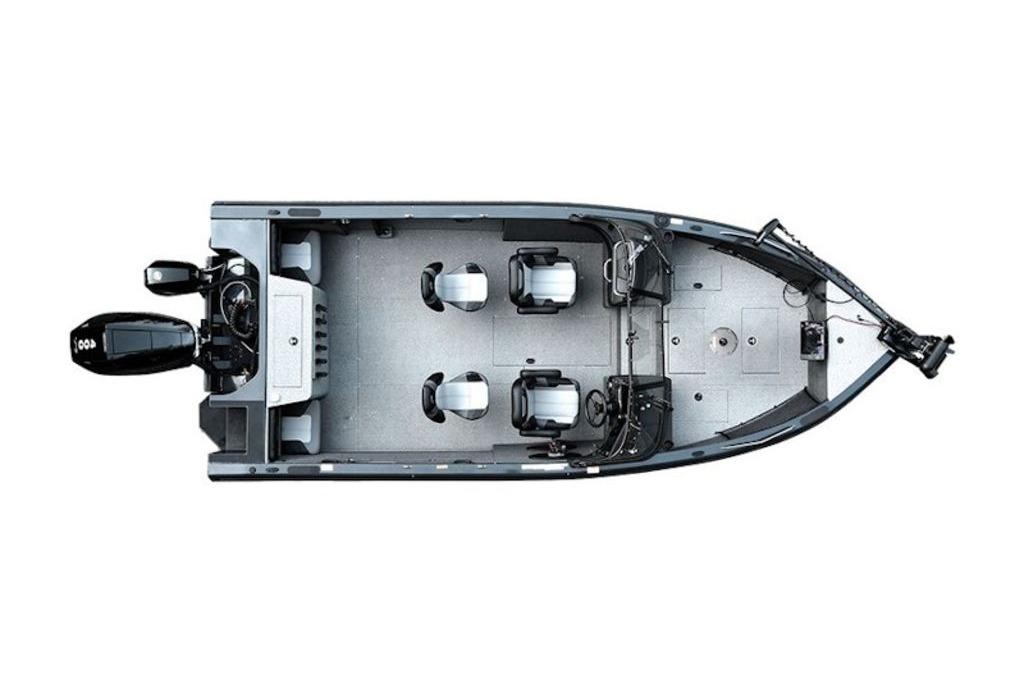 Top view of 2026 Crestliner 2050 Authority fishing boat layout.