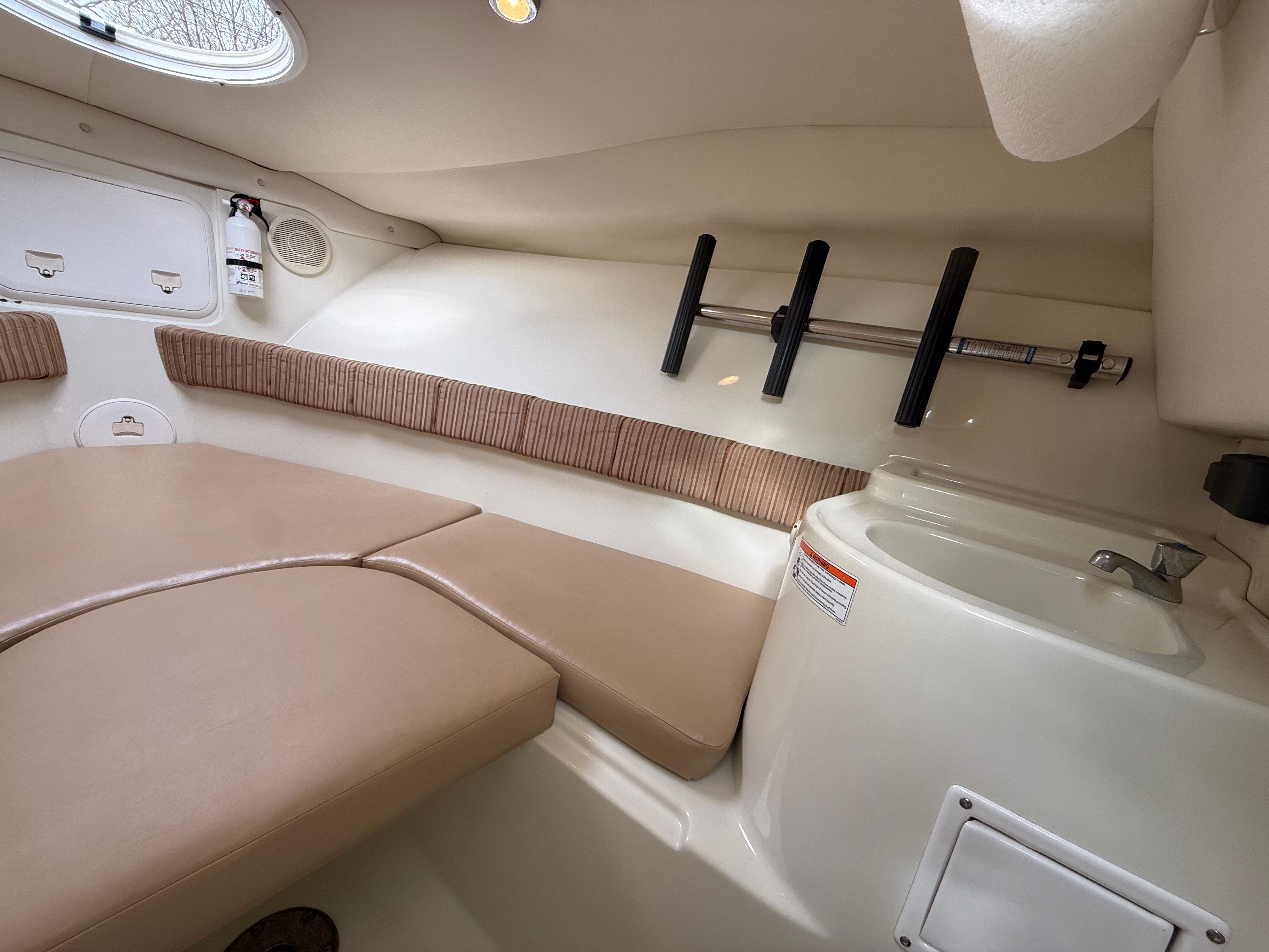 Interior of 2008 Hydra-Sports Vector 2200 VX with seating and sink.