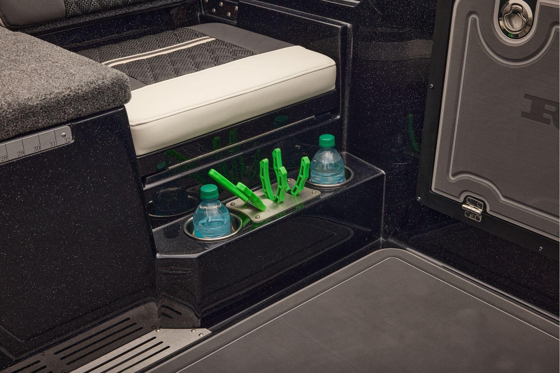Manufacturer Provided Image: Interior of 2026 Ranger 620xFS Pro boat with cup holders and storage.