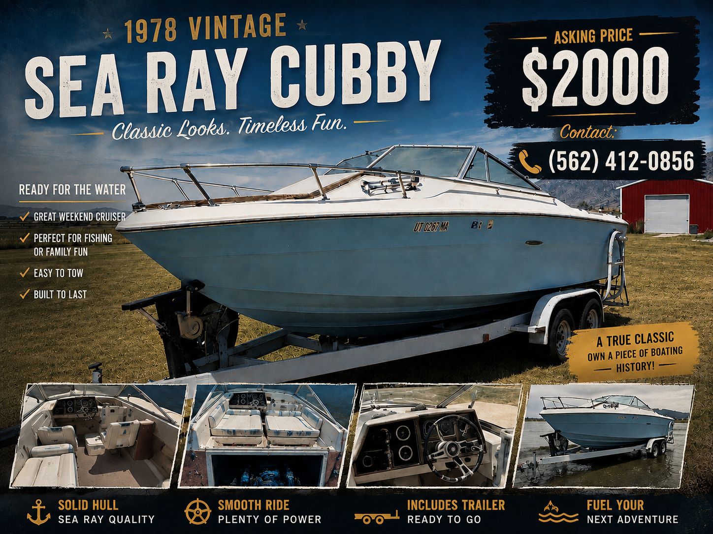 1978 Vintage Sea Ray Cubby: Classic Looks, Timeless Fun.