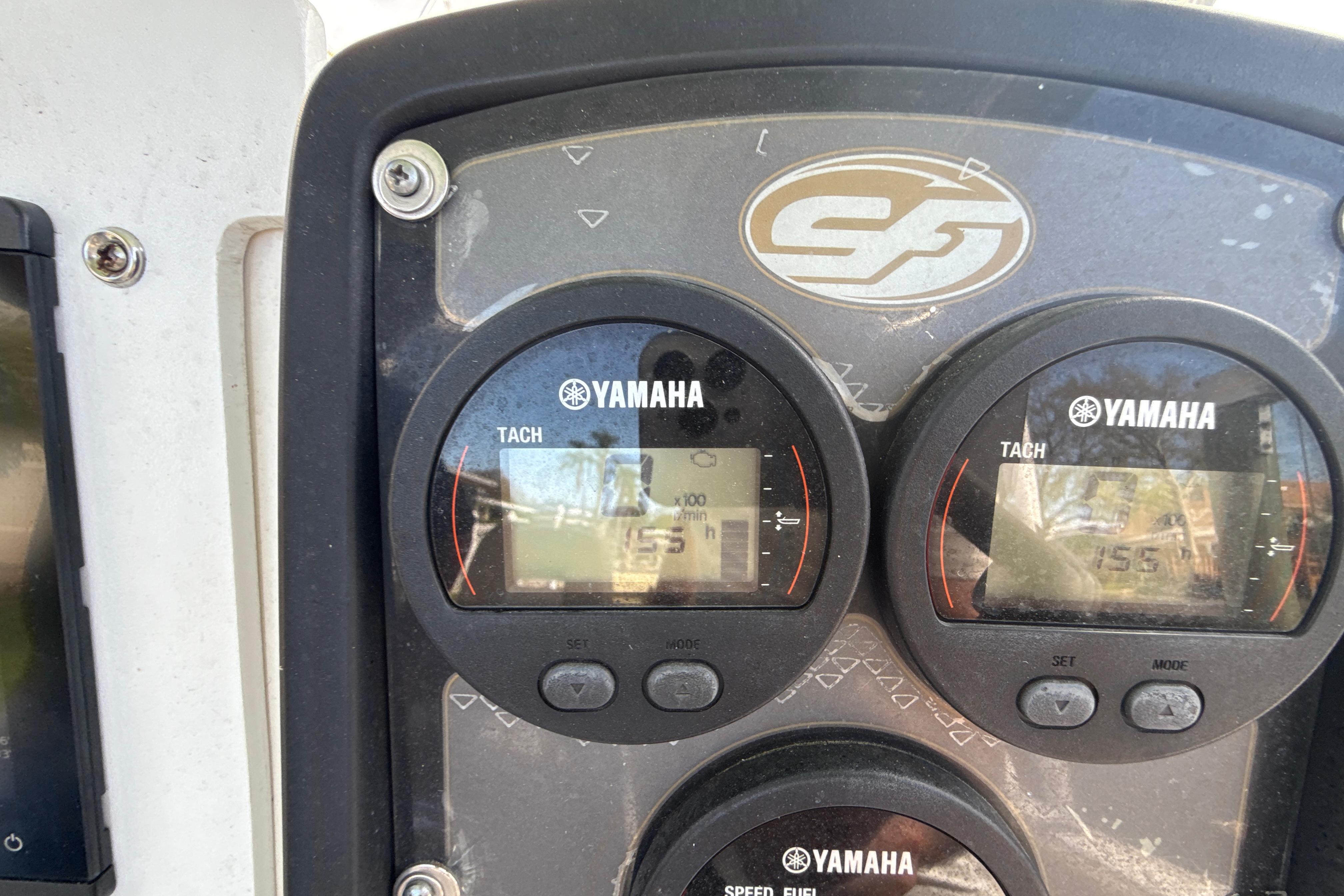 Yamaha tachometers on a 2016 Sea Fox 266 Commander boat dashboard.