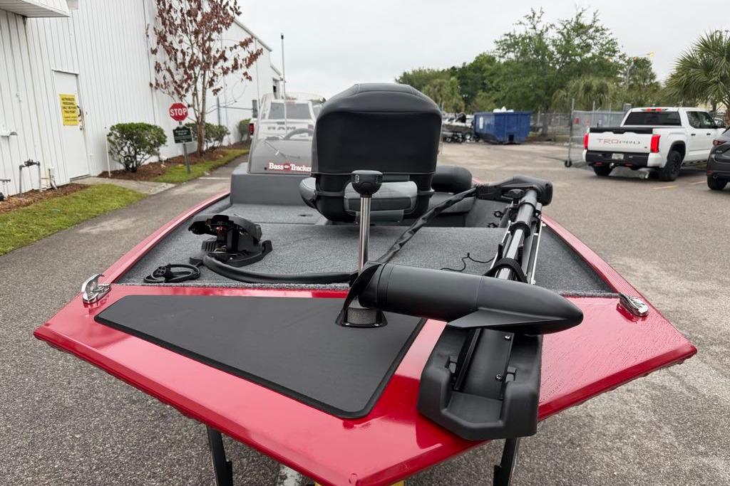 2026 Tracker Bass Tracker Classic XL boat with trolling motor, parked outdoors.