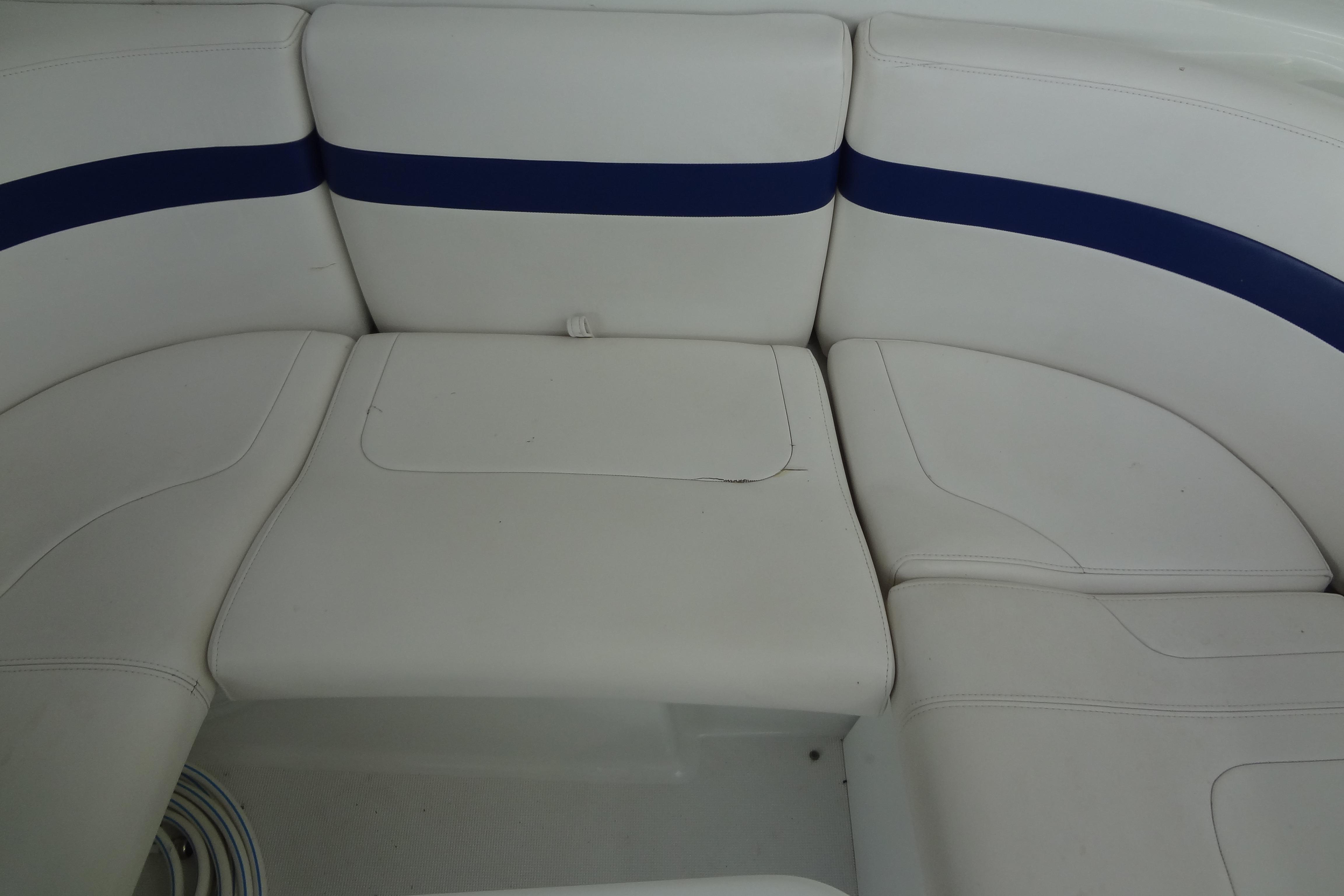 White seating area on a 2007 Formula 34 Performance Cruiser boat.