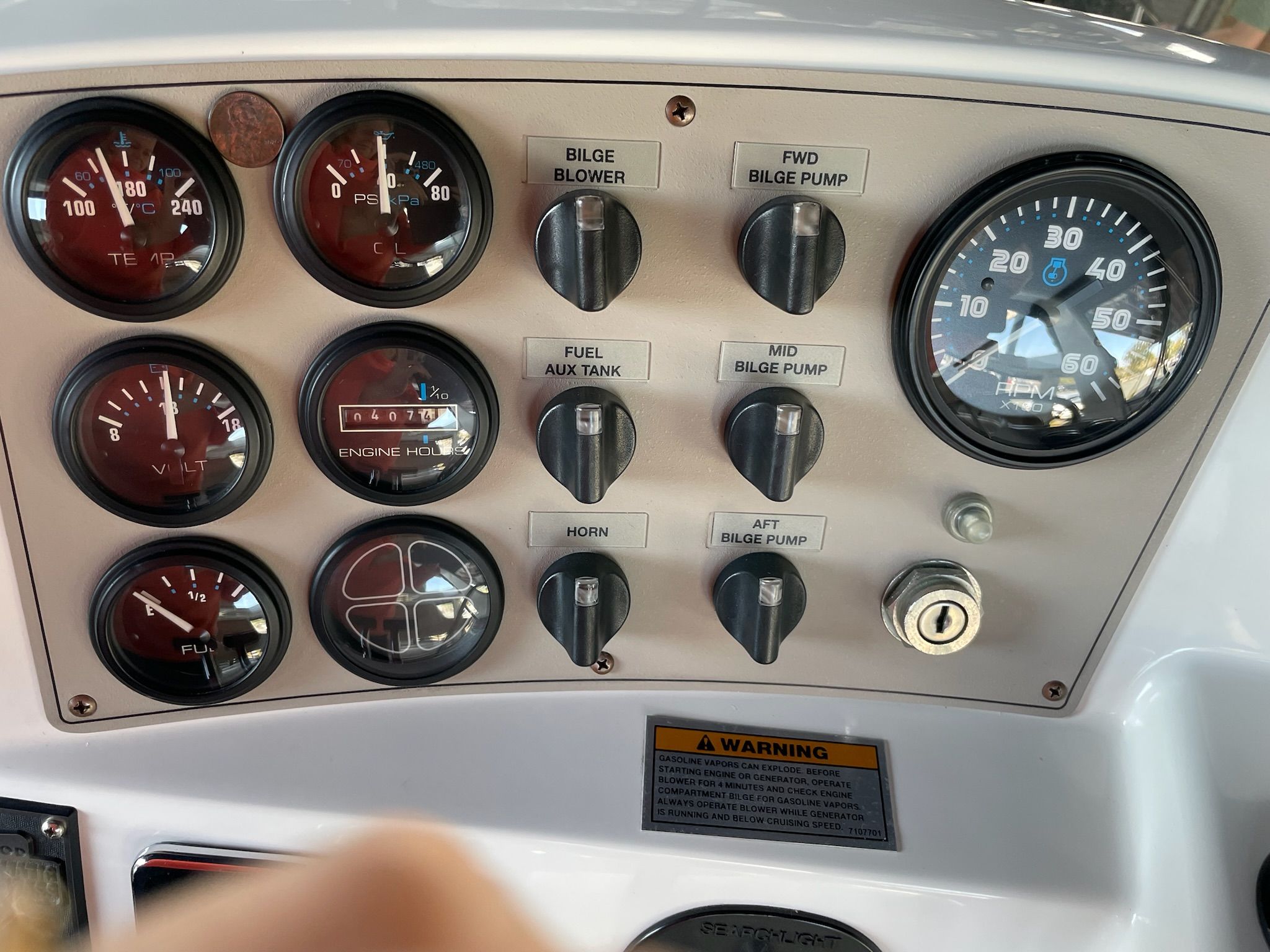 Dashboard of a 2000 Carver 356 Aft Cabin Motor Yacht.