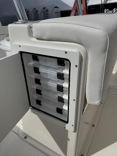2025 NorthCoast 230 Center Console boat with built-in tackle storage.