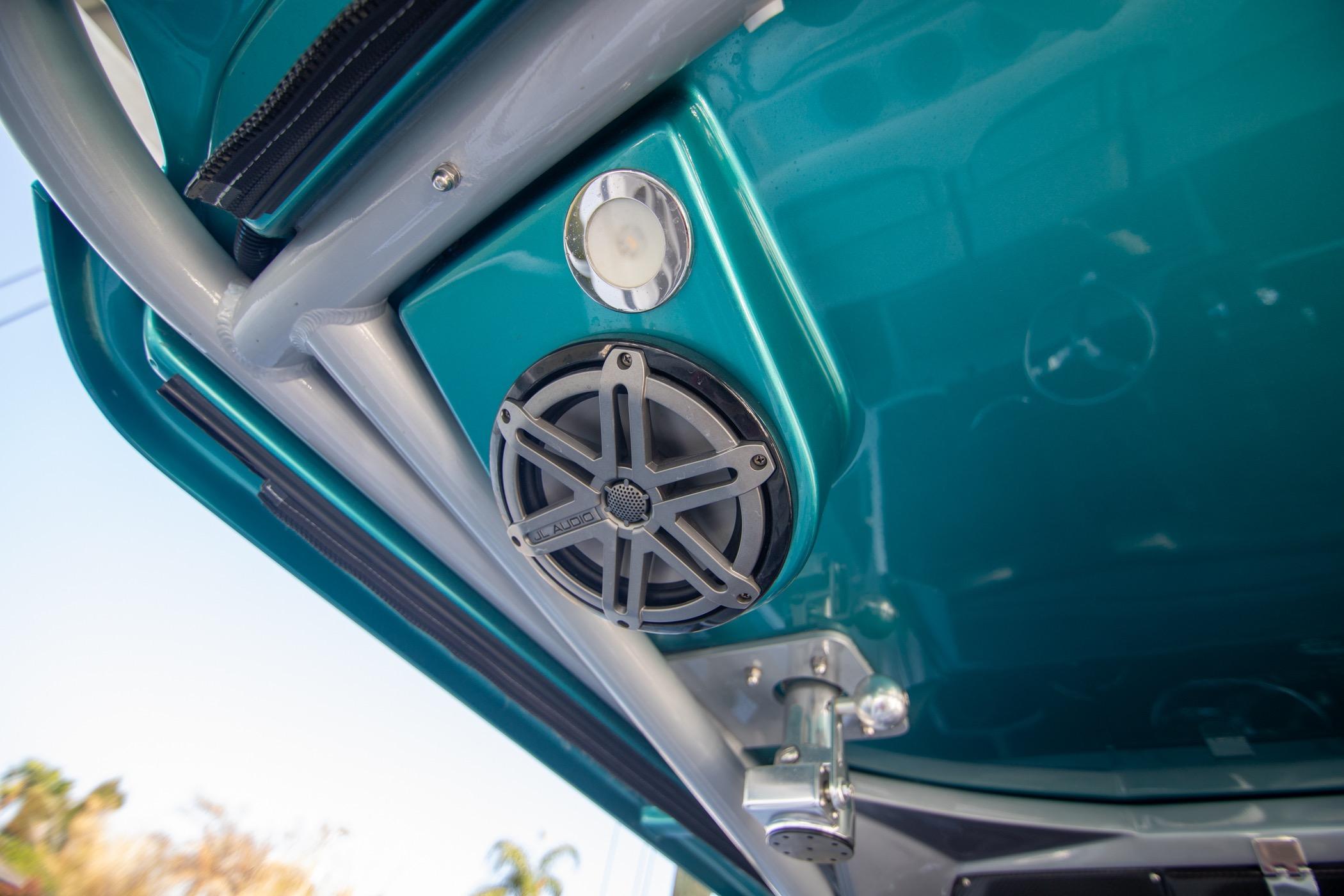 Speaker and light fixture on 2018 Nor-Tech 340 Sport Center Console boat.