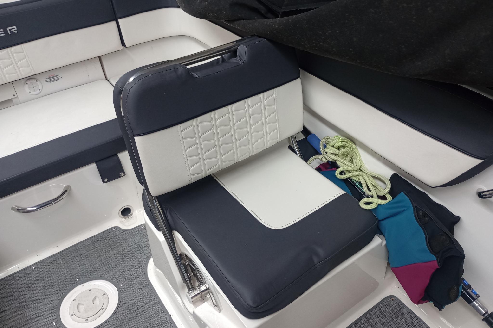 2022 Bayliner VR5 Bowrider I/O interior with seating and boating accessories.