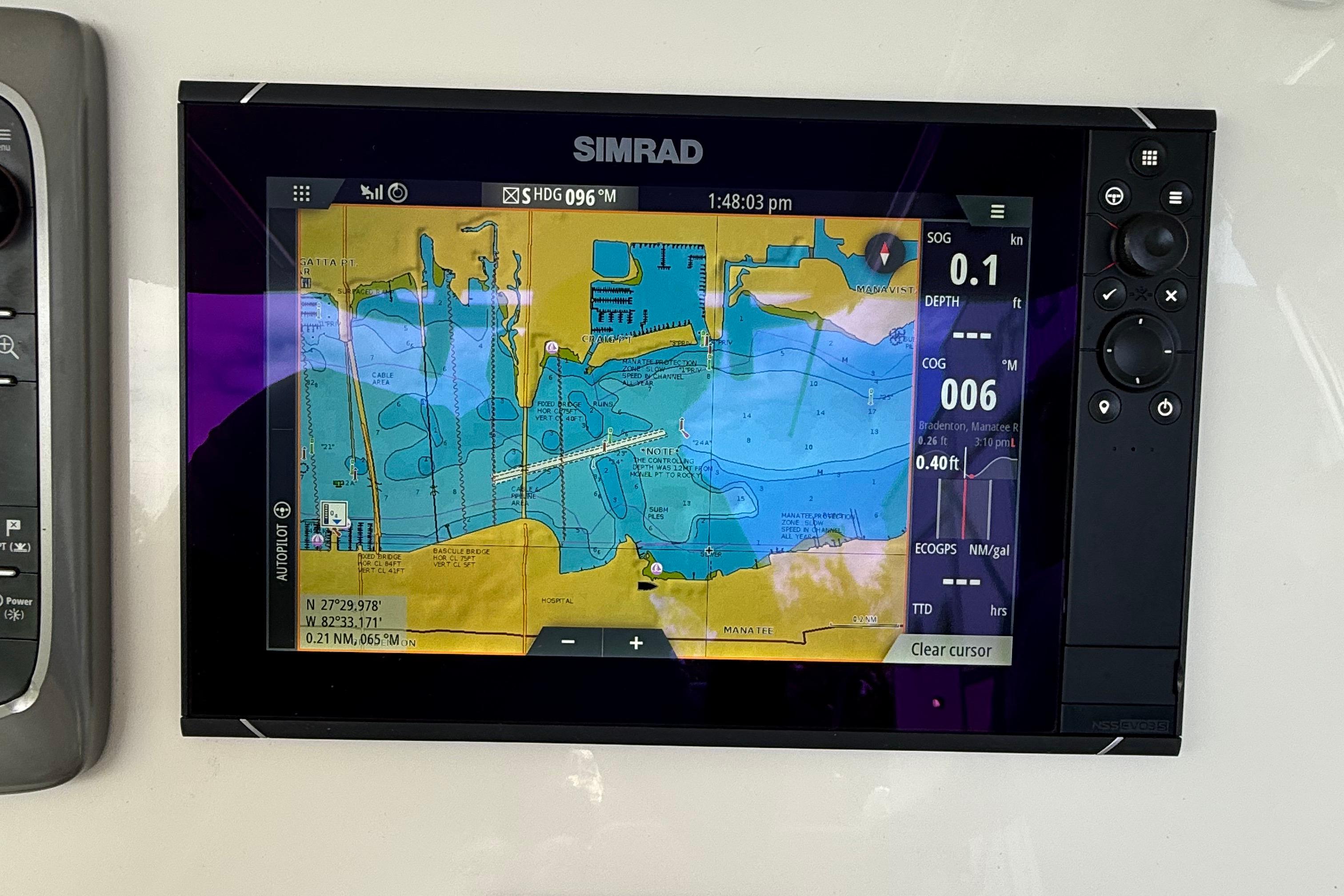 Simrad navigation display on a 2008 Century 2901 Center Console boat.