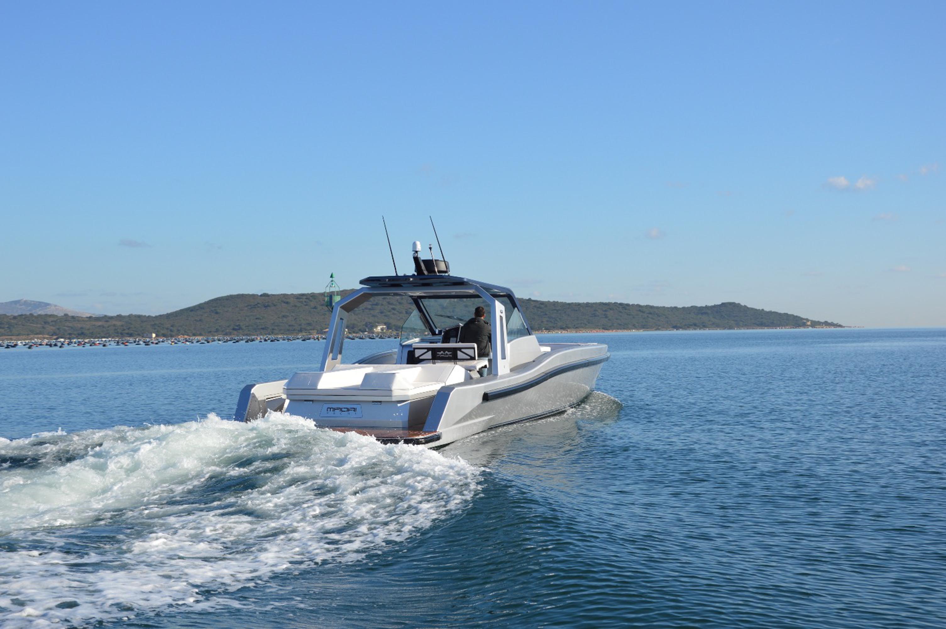 2017 Maori 50 boat cruising on a calm sea.