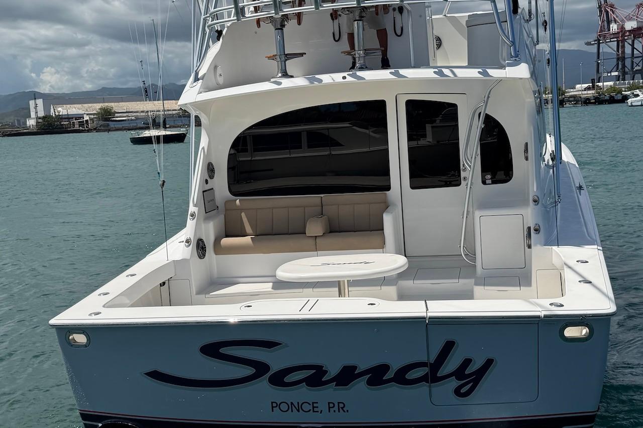 2012 Viking 50 Convertible yacht named "Sandy" docked in Ponce, Puerto Rico.