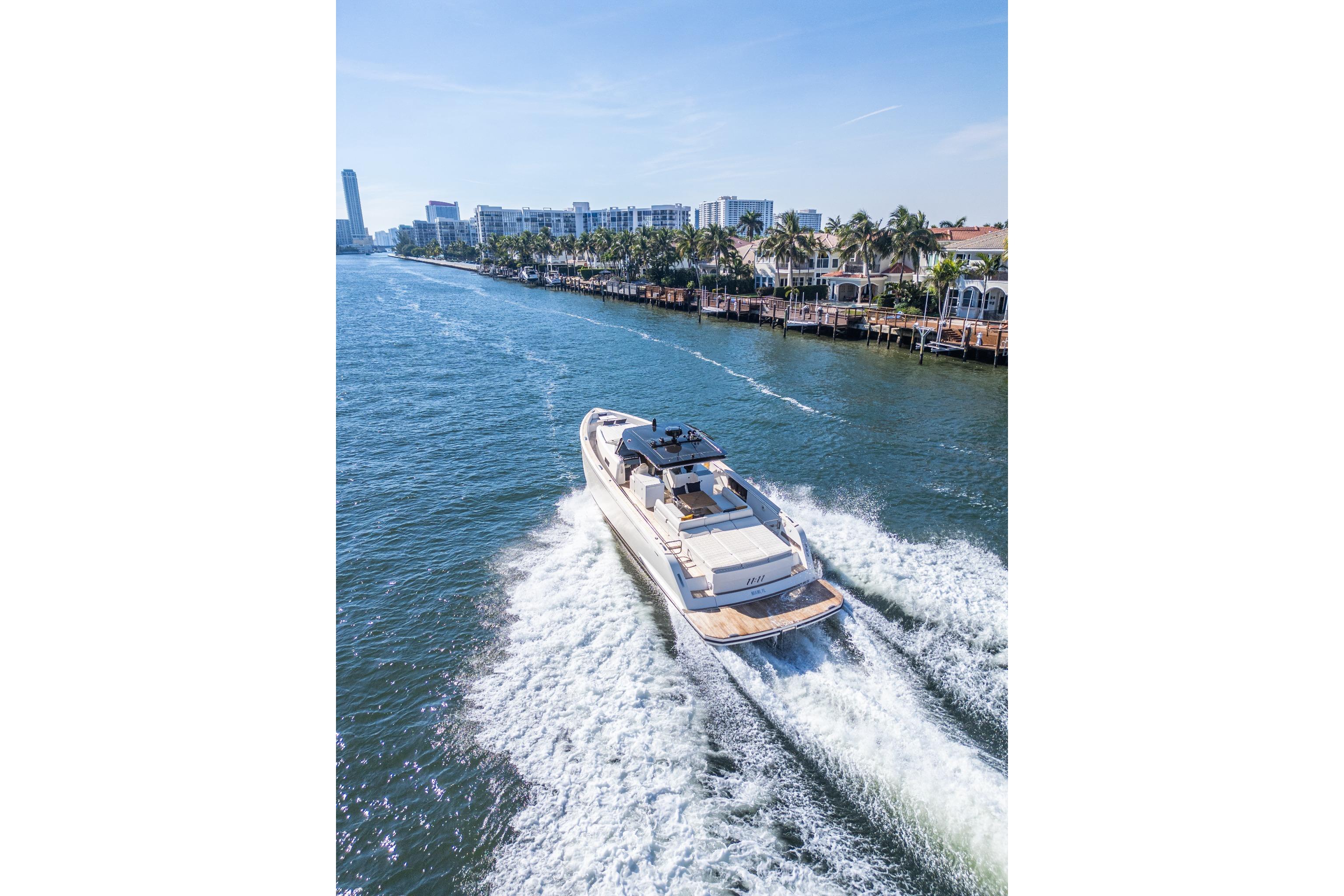 Pardo Yachts P50 cruising on a sunny waterway, 2019 model.