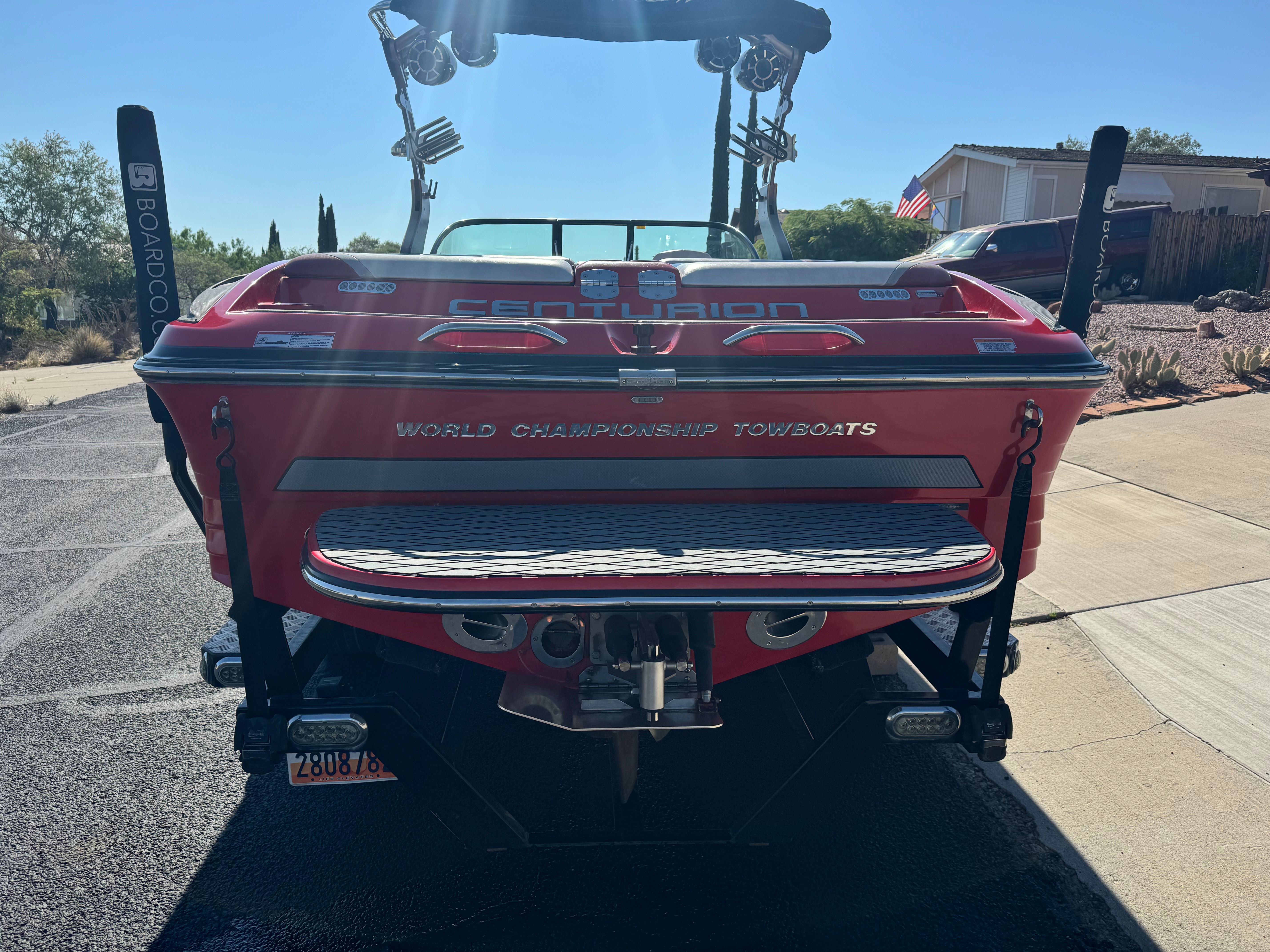 Red 2014 Centurion Enzo FX44 boat, World Championship Towboats.