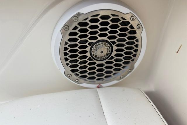 Speaker on 2017 Searay SPX210 boat with hexagonal grille design.