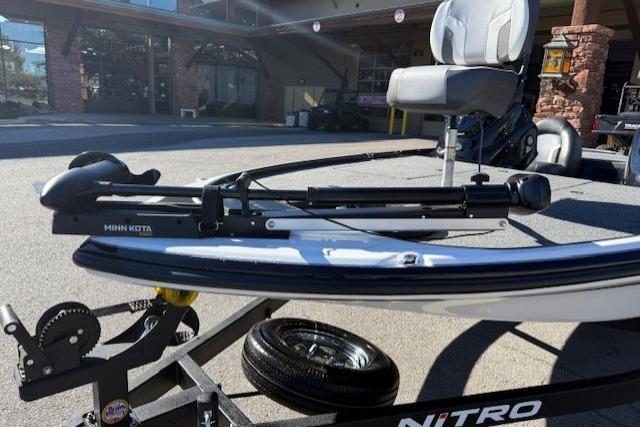 2026 Nitro Z17 boat with Minn Kota trolling motor on trailer.