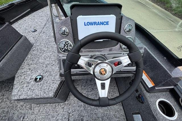 2026 Ranger VS1782SC Angler boat dashboard with Lowrance display and steering wheel.