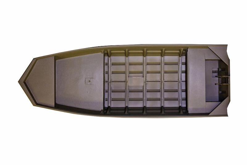 Top view of 2026 War Eagle 648LDV boat, showcasing interior layout and design.