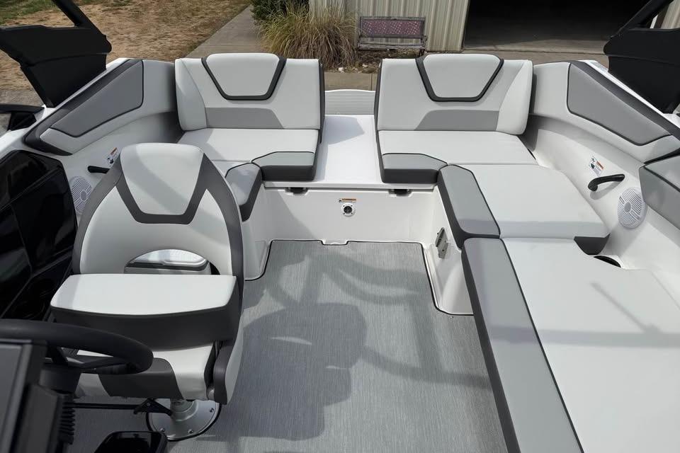 2026 Yamaha Boats AR220 interior with modern seating and sleek design.