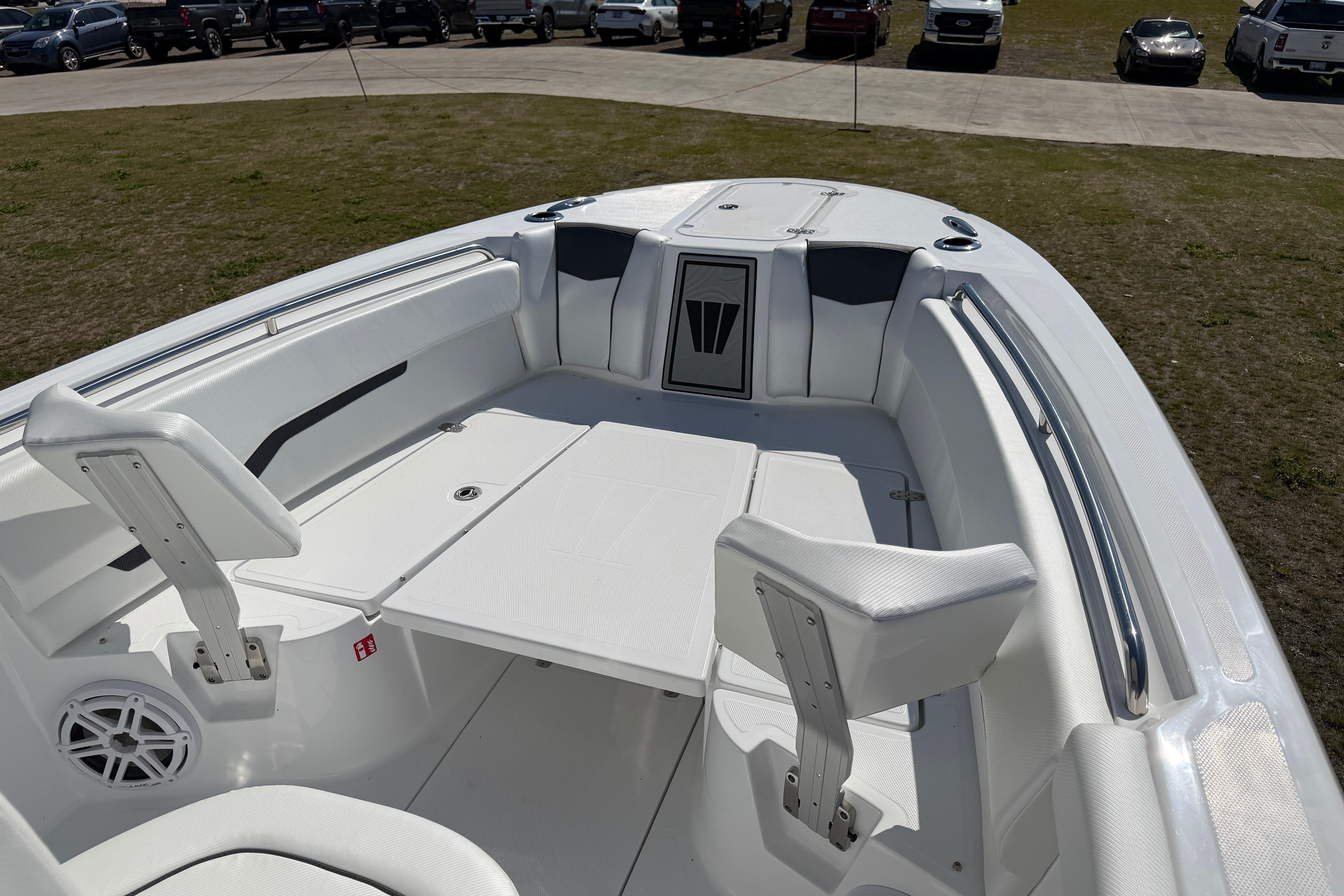 Interior view of 2026 Wellcraft 243 Fisherman boat.