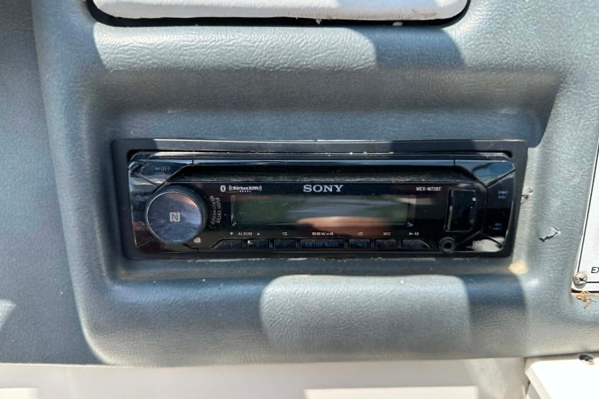 Sony stereo system in a 1992 Crownline 250 CR boat dashboard.