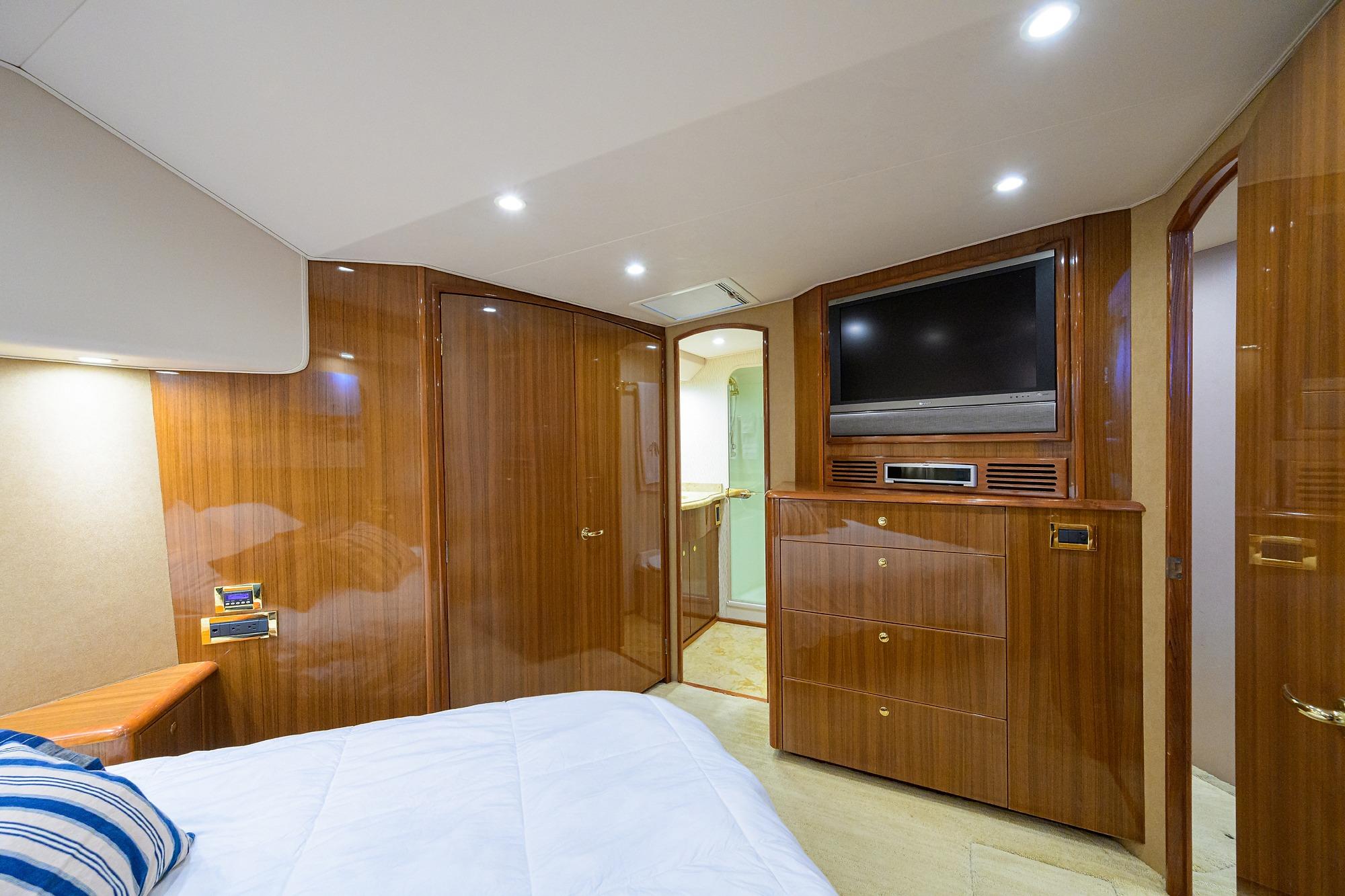 Master stateroom door to head past closet door