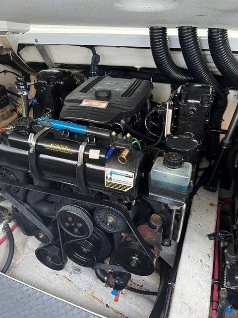 Engine compartment of a 2006 Formula 330 Sun Sport boat.