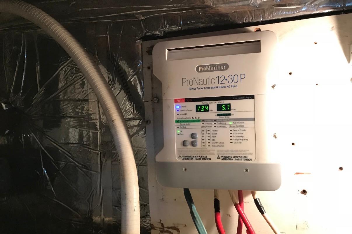 ProNautic 12-30P charger in 1986 Ocean Yachts 38 Super Sport engine room.