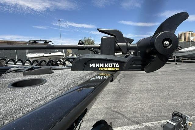 Minn Kota PowerDrive on 2025 Tracker Pro Guide V-175 WT boat, outdoor setting.