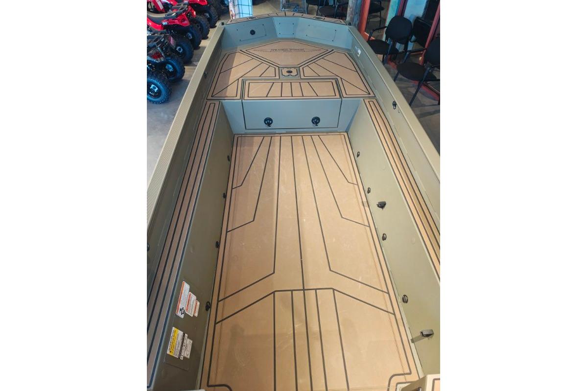 2026 Tracker Grizzly 1650 T Prairie Wings Edition boat interior with spacious deck design.