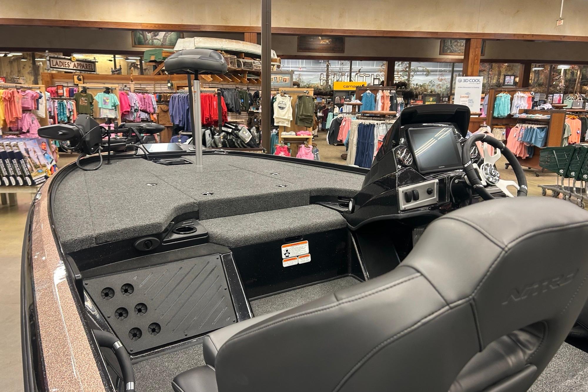 Nitro Z18 Pro 2026 boat interior in a retail store setting.
