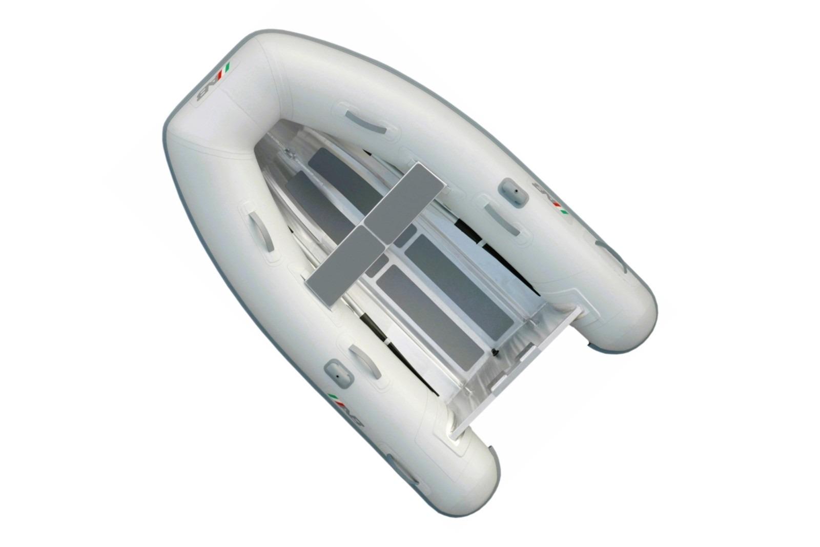2024 AB Inflatables Lammina 7.5 UL inflatable boat, top view, white with gray accents.
