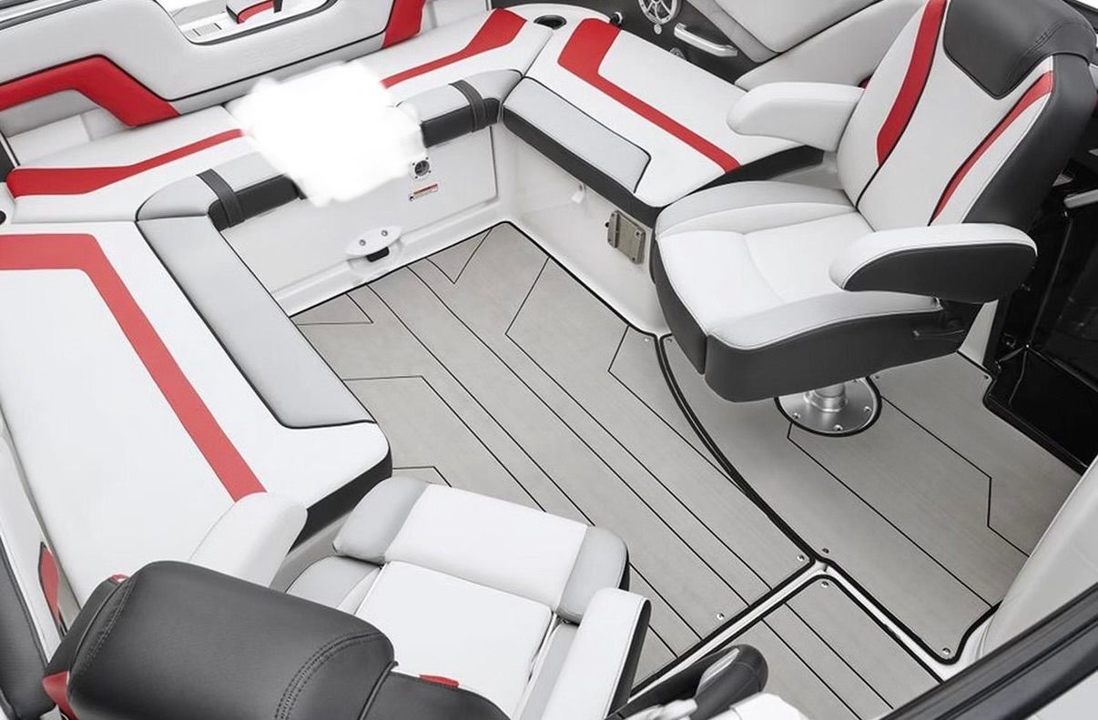 Interior of 2020 Yamaha AR242X boat with stylish seating.