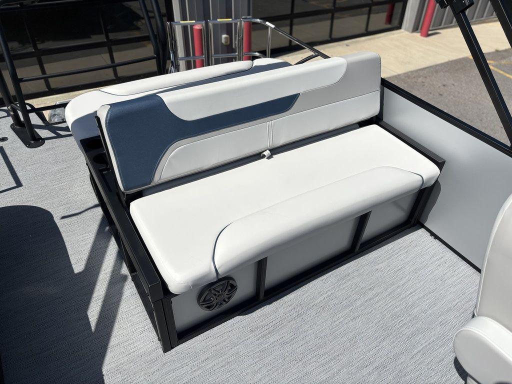 Luxury seating on 2026 Godfrey SWEETWATER 2286 SFL pontoon boat, featuring sleek design.