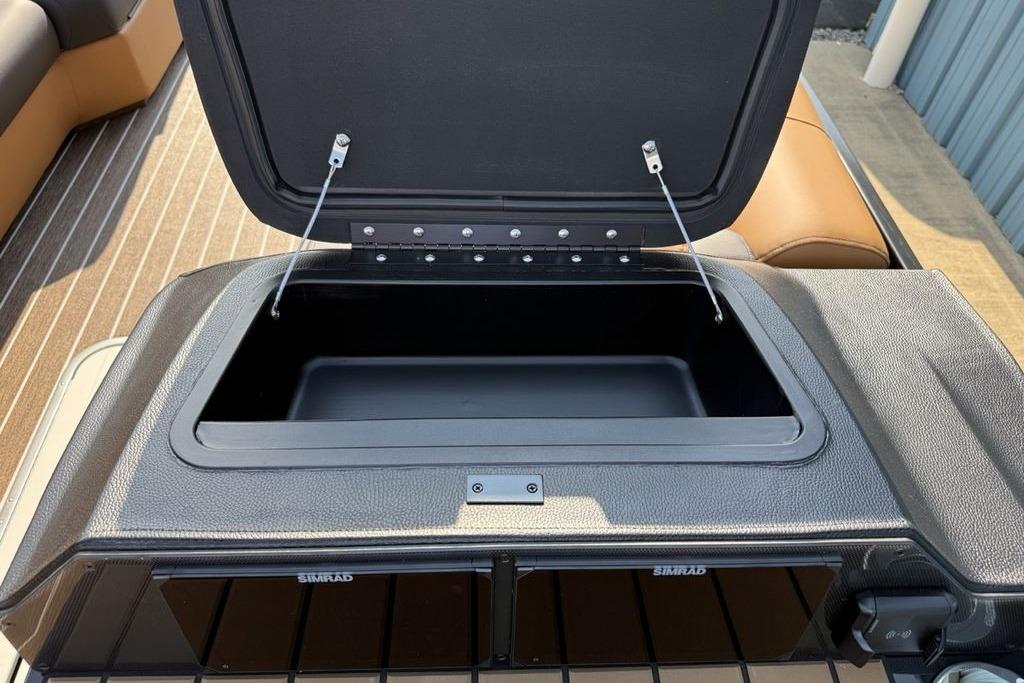 Open storage compartment on 2026 Premier 250 Solaris RS CL boat.