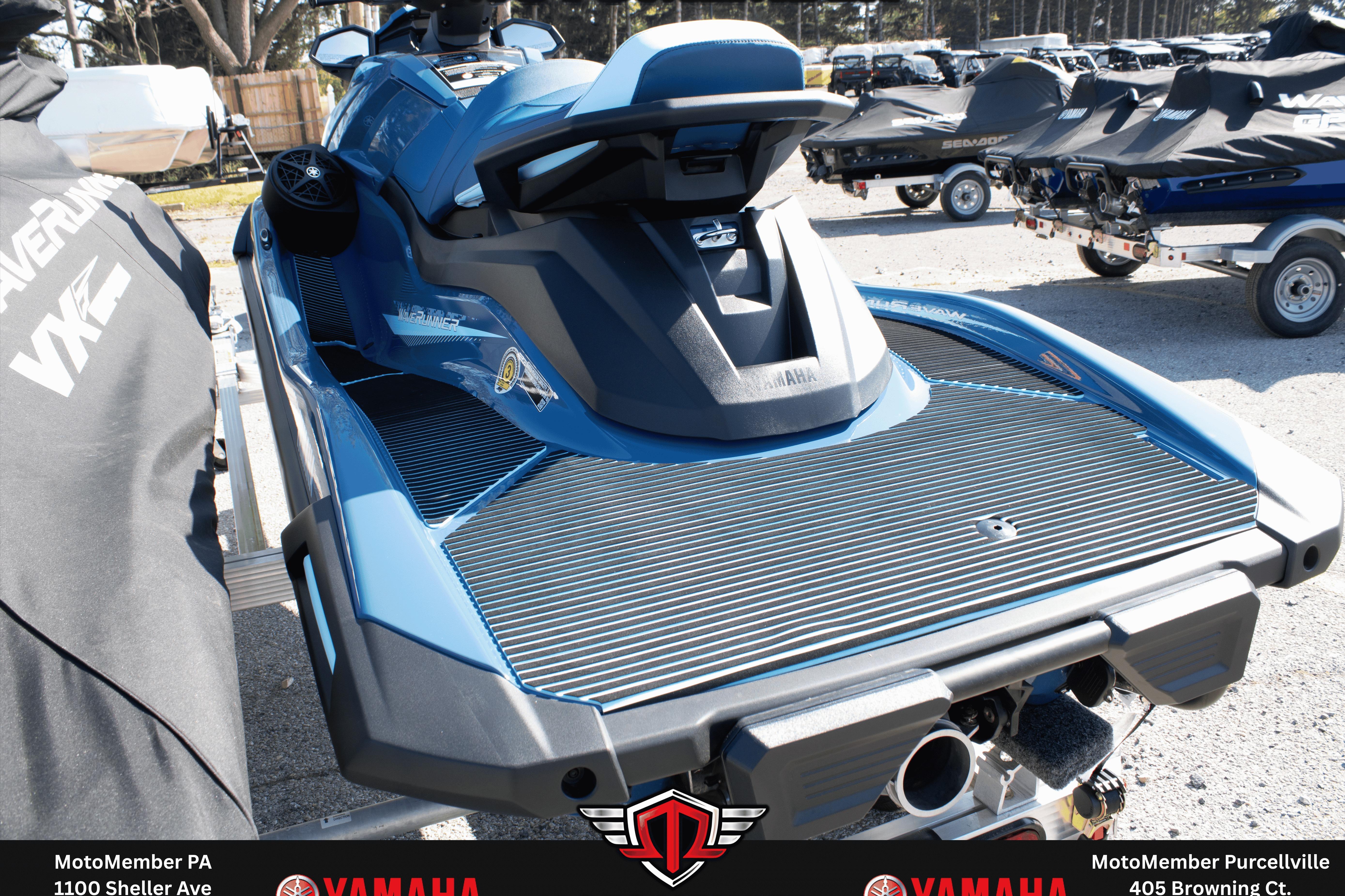 2026 Yamaha WaveRunner VX Cruiser in blue, displayed outdoors on a sunny day.