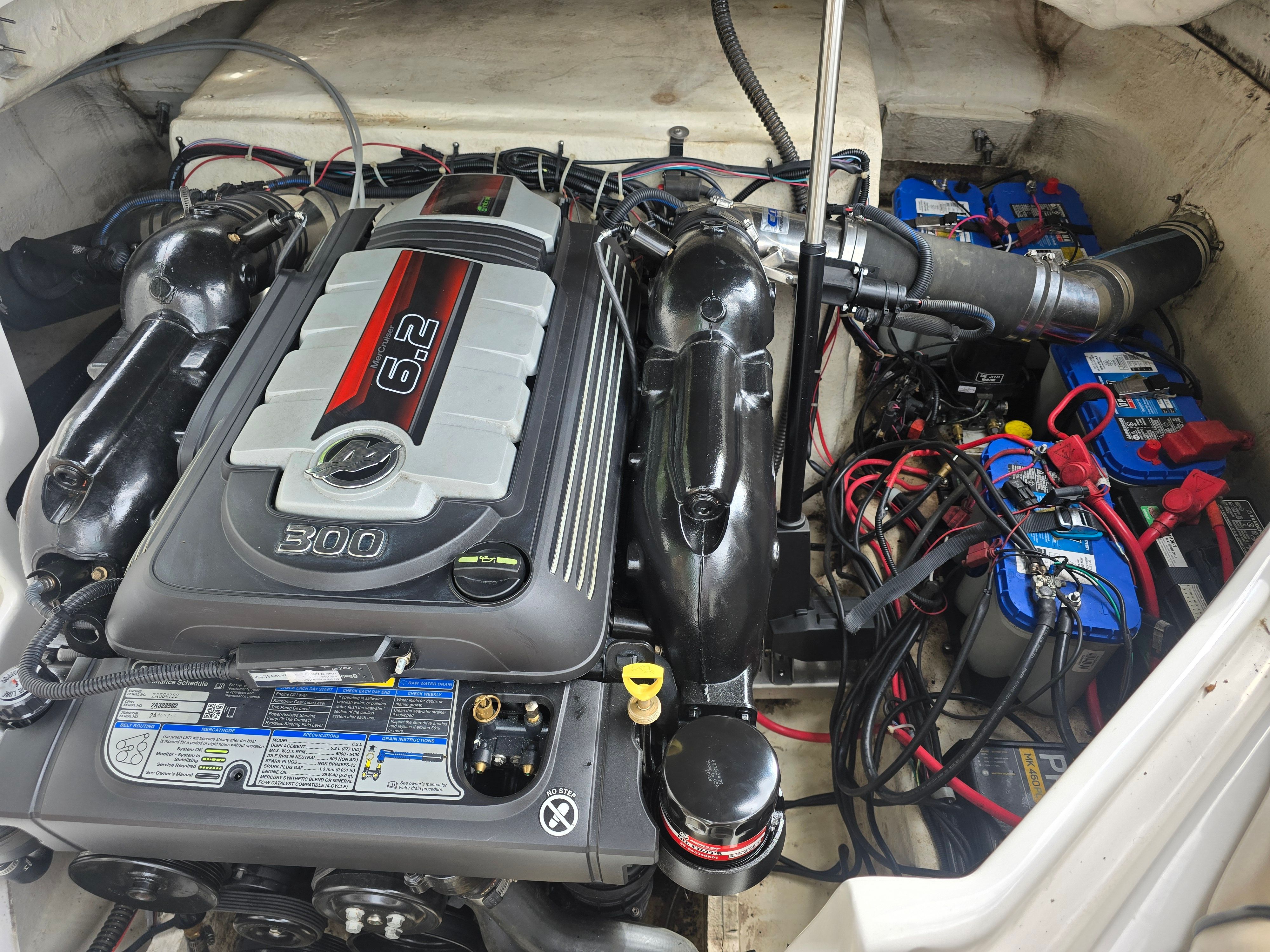 Engine compartment of a 2016 Hurricane SD 2200 boat.