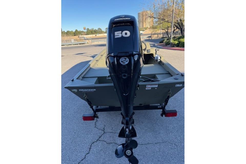 2026 Tracker Grizzly 1648 SC boat with Mercury 50 HP outboard motor.