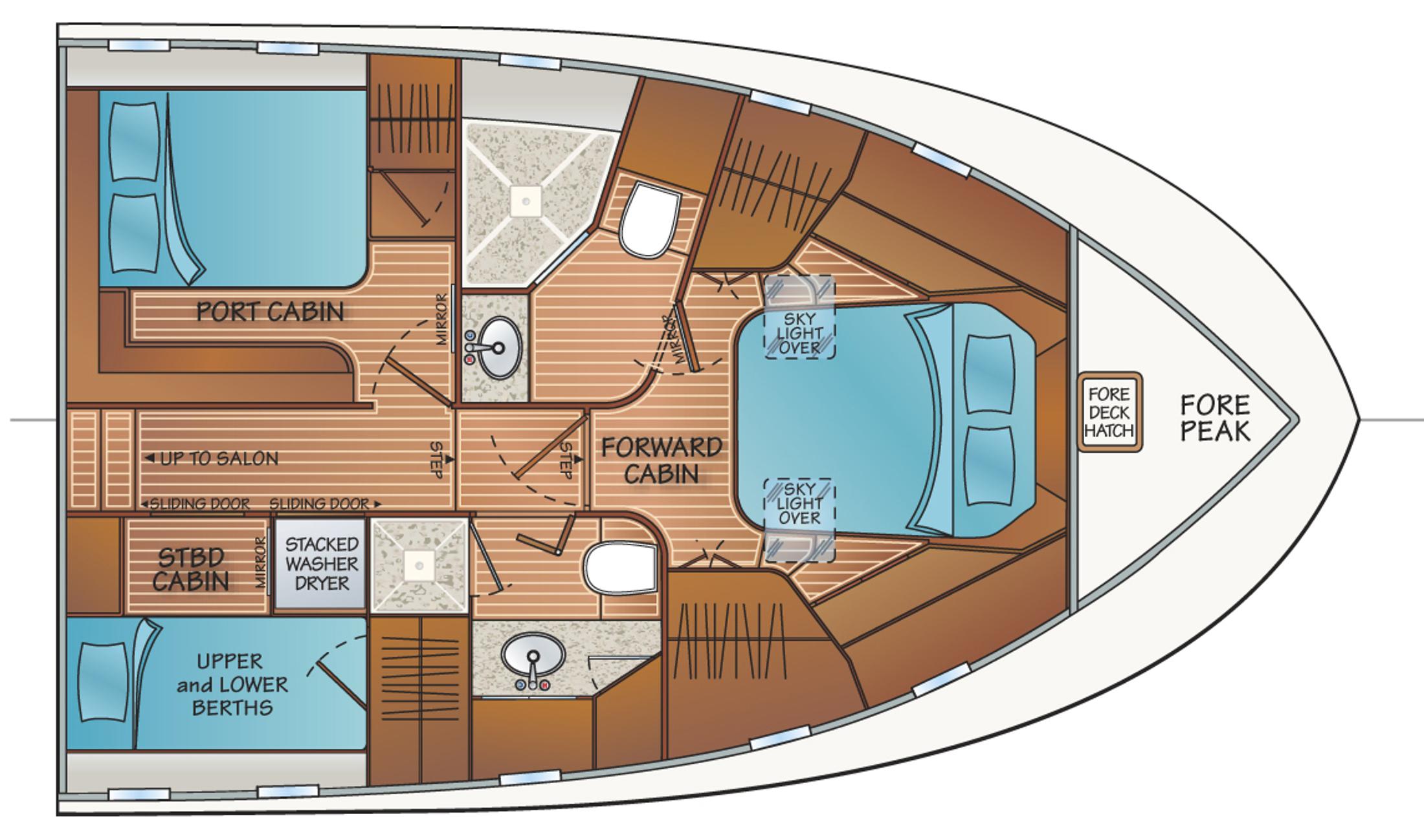 3 Stateroom 2 Head Layout - w/VIP Port