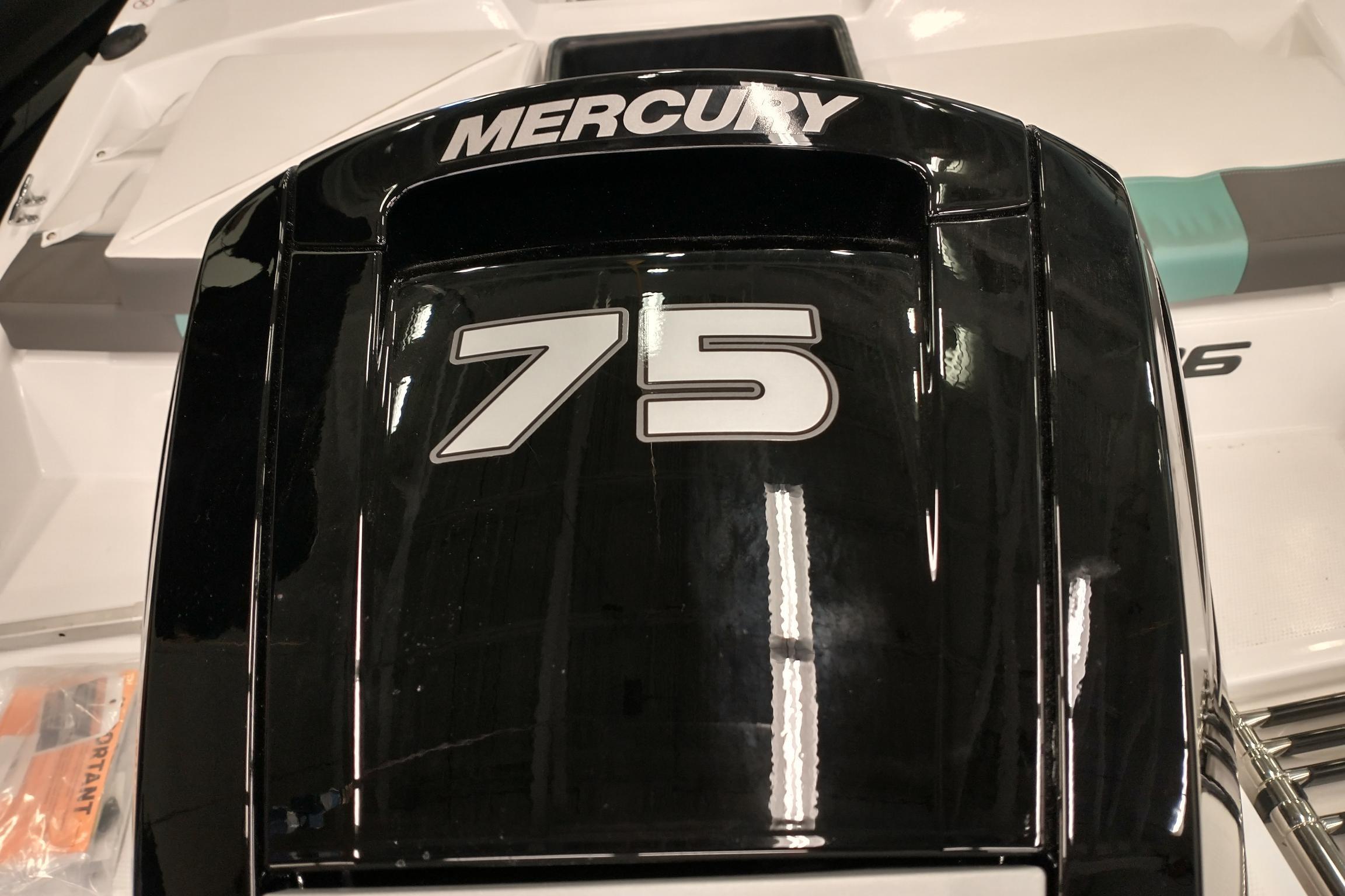 Mercury 75 horsepower engine on 2026 Tahoe T16 boat.