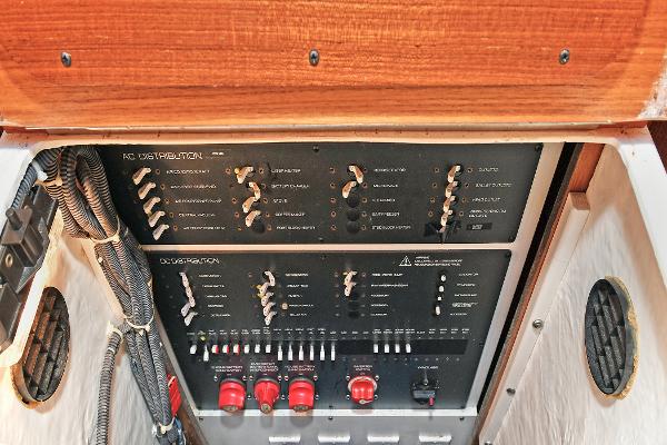 Electrical control panel on a 2008 Tiara Yachts 4200 Open boat.