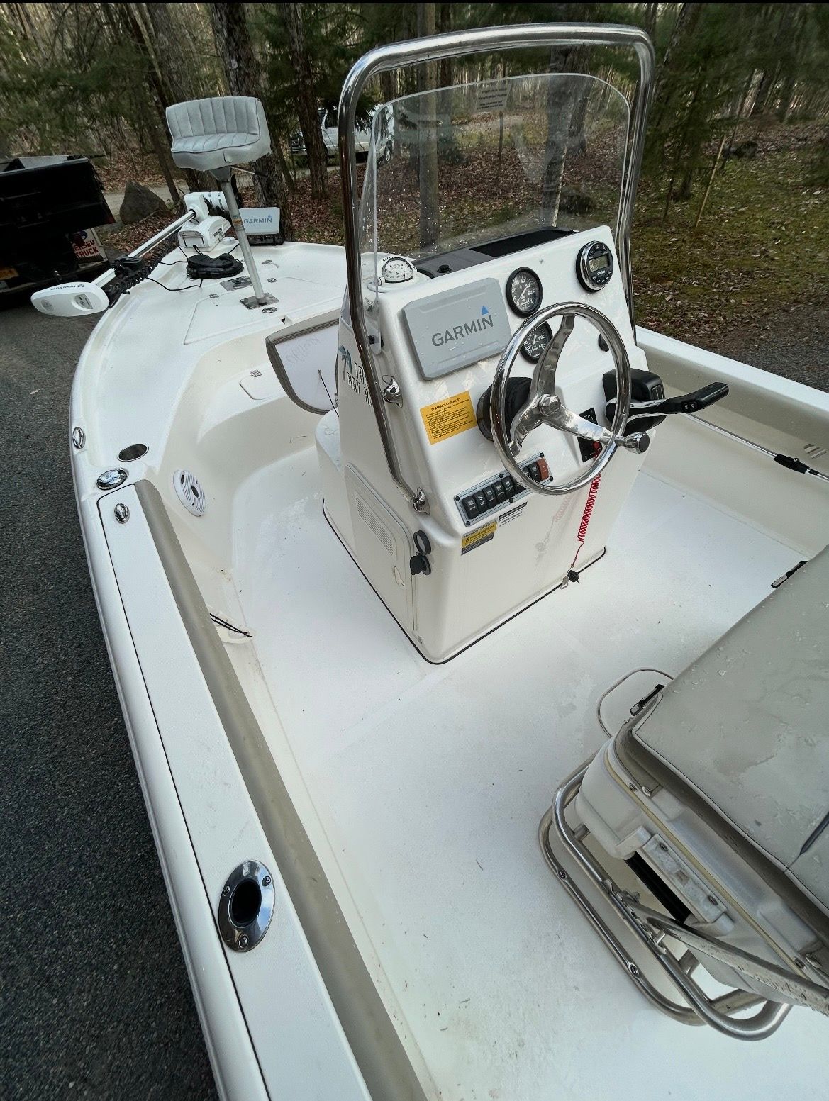 Key West 188 Bay Reef 2023 with Garmin controls, 19-foot boat.